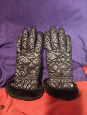 Guantes UGG L/XL EXCELENTE SATÉN/CUERO PALMA forrados de vellón negros INVIERNO Foto 1 de 4