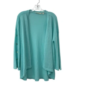 Weiche Umrandung Damen Strickjacke Pullover blau Gr. L vorne offen - Bild 1 von 5
