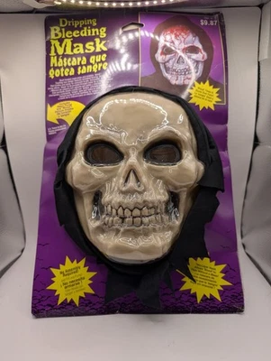 Vintage Skull Mask Bleeding Dripping Blood Heart Pump Halloween Fun World 90’s - Image 1 of 2