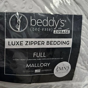 Beddy's Mallory Luxe MINKY Zipbase Zipper Bedding Full White Complete Set - Picture 1 of 7