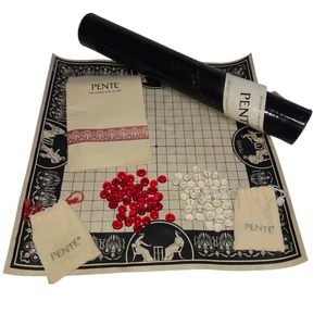 Vintage 1981 Pente Classic Game of Skill Black Tube Red Clear Stones 4th Edition - Picture 1 of 9