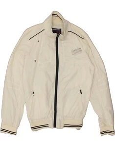 JACK & JONES Mens Bomber Jacket UK 36 Small Off White Nylon BD54 - Picture 1 of 3