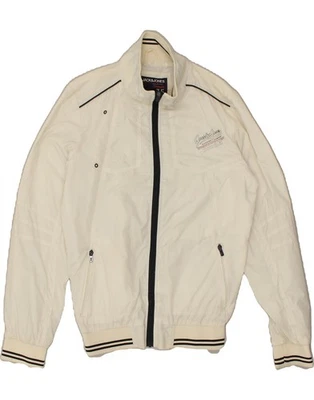 JACK & JONES Mens Bomber Jacket UK 36 Small Off White Nylon BD54 - Image 1 of 3