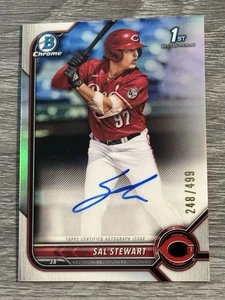 2022 (1st) Bowman Chrome Draft Sal Stewart refractor automático novato RC #’D 248/499 - Imagen 1 de 2