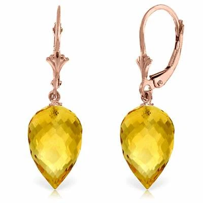 19 Carat 14K Rose Gold Pointy Briolette Drop Citrine Earrings - Image 1 of 3