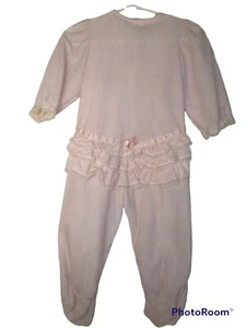 Toddler Footed Pajamas Ruffle Bottom Sweet Lace Pink Medium 12-18 months - Picture 1 of 12