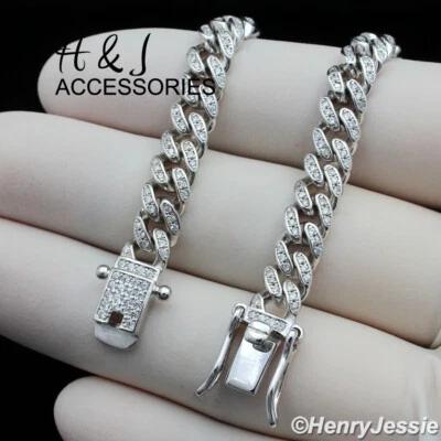 COLLAR HOMBRE PLATA ESTERLINA 925 18"-30"X6MM ICY BLING CZ MIAMI CUBAN BORDILLO*SN19 Foto 1 de 4
