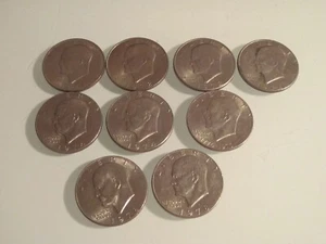 LOT OF 9 EISENHOWER DOLLAR $1 COINS 1971 - 1978 w/'76 LIBERTY BELL MOON - Picture 1 of 2
