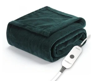 New Sunbeam Royal Luxe Botanical Green Throw / Blanket, 50x60" Soft, Cozy, Warm - Picture 1 of 5