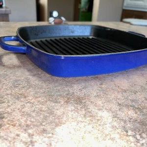 Fontignac Parrilla Sartén Hierro Fundido Esmalte Azul " Doble Mango Henckels Francia 30 - Imagen 1 de 7