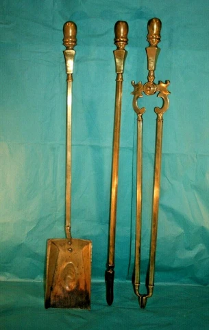 Antique Solid Brass  Andirons Companion Set  Fire Accessories ref 1000 Cover