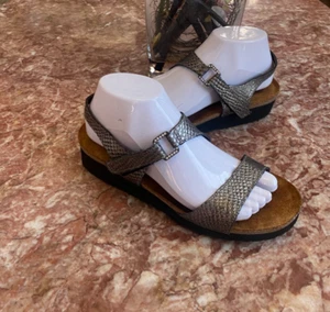 NAOT Pamela Women's Metallic Leather Snakeskin Print Wedge Sandals 39/US 8, $159 - Picture 1 of 11