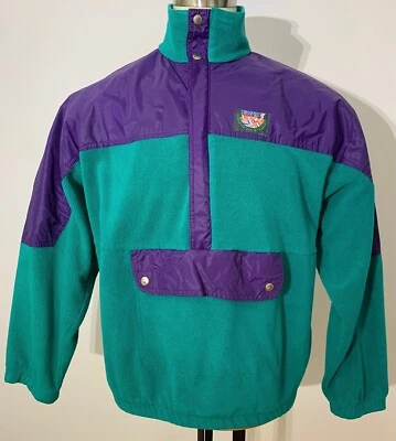 Chaqueta Pullover KWAY Polartek Vintage Años 80 Polar Nylon Verde Púrpura Talla XL Foto 1 de 4