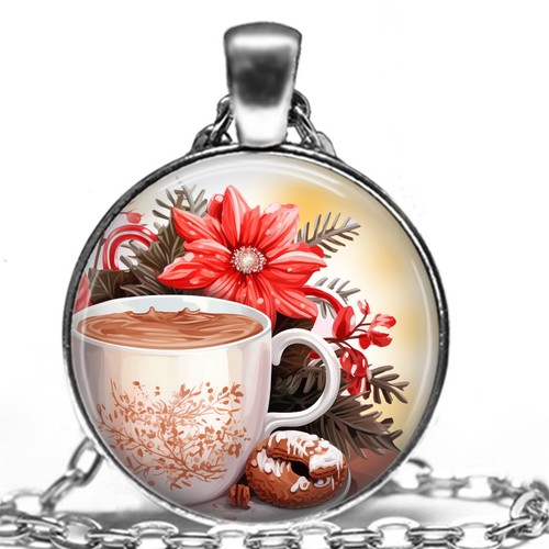 UNDERCOVER Collana Ciondolo Biscotti e Fiori di Natale Cioccolato Bellissima 24" Gioielli di Natale