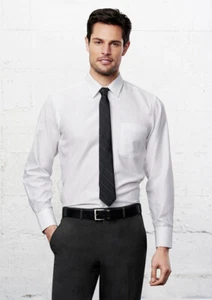 Biz Collection Men's Preston Long Sleeve Shirt With Self Stripe & Chest Pocket - Picture 1 of 7