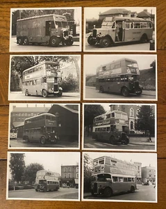8 fotografías en blanco y negro de autobuses de transporte de Londres - licitación de avería, etc. - Imagen 1 de 6