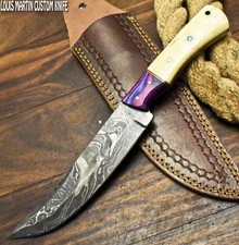 LOUIS MARTIN RARE FIXED BLADE CUSTOM HANDMADE DAMASCUS FULL TANG HUNTING KNIFE