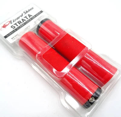 Lizard Skins Strata Single-Clamp Lock-On Mountain Bike Grips 135mm Red MS-957-D9 - Image 1 of 4