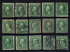 U051 US / USA / United States 1912 Washington 1c green multiple stamps - used - Picture 1 of 1