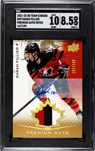 2021 Upper Deck Team Canada /199 Sarah Fillier #49 Rookie Patch Auto SGC 8.5 /10