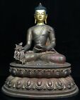 30,5 cm alte Tibet-Bronze-Gem&#228;lde Lotus Menla Medizin medizinische Gott-Statue