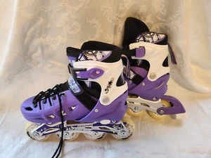 SCALE SPORT INLINE ROLLER SKATES GIRLS PURPLE SHOE SIZE 4 5 6 ADJUSTABLE EUC - Picture 1 of 8