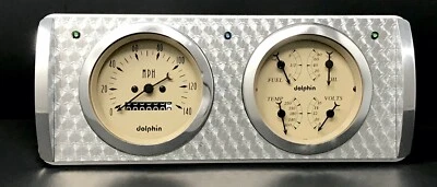 1940 Ford Car 2 Gauge Dash Panel Quad Style Engine Turned Insert Set Tan Foto 1 de 4