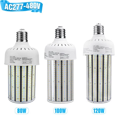 480V LED Corn COB Light Bulbs 100W 120W Industrial Warehouse High Bay Lamp ETL - Image 1 of 4