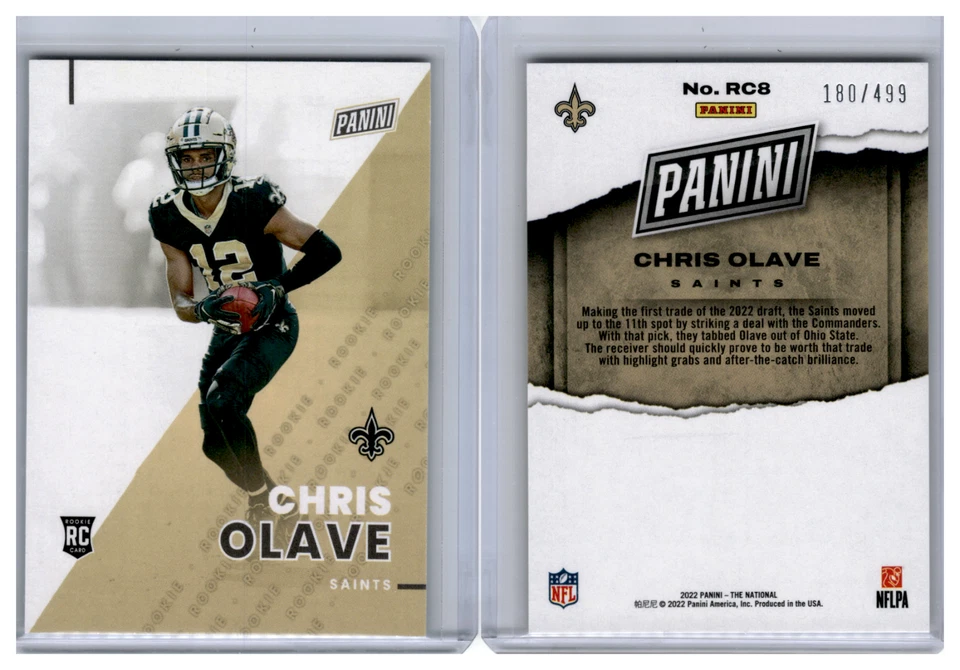 2022 Panini National Silver Pack RC Rookie Parallel Chris Olave Saints 180/499 - Image 1 of 1