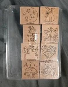 Stampin' Up! 2000 "Just For Fun" 8-teiliges Stempelset aus Holz & Gummi - Bild 1 von 4