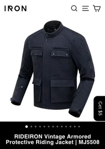 RIDEIRON Vintage Armored Protective Motorcycle Riding Jacket | MJ5508 Large - Bild 1 von 18