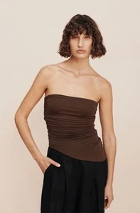 Posse Mason Strapless Top Corset Viscose Blend Brown Size S UK 8 Rrp 165£ - Picture 1 of 19
