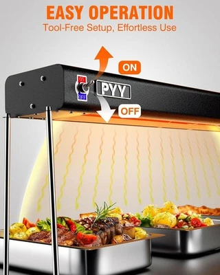 PYY 36 Inch Food Heat Lamp - Aluminum Infrared Strip Heater Overhead Food Warmer - Image 1 of 4