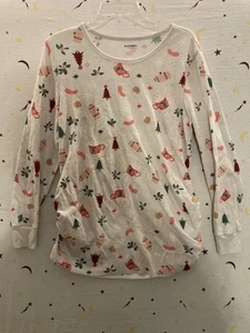 Old Navy Maternity Holiday Thermo Top XL Langarm Weihnachten Kaffee Plätzchen - Bild 1 von 10