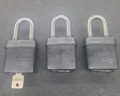 Set of 3 Master Lock Pro Series 6627 With Medeco High Security Biaxial Key-1 Key - Image 1 of 4