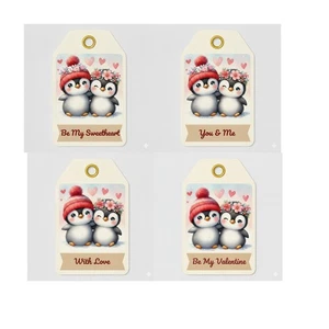Lindo álbum de recortes de diario de etiquetas de pingüino de San Valentín - Imagen 1 de 1