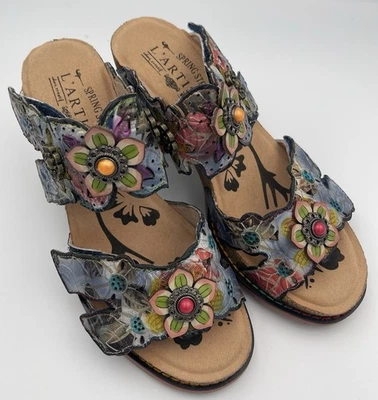 L’Ariste Women’s Adrealla Sandal By Spring Step With Flowers Accents Size 35/5M - Image 1 of 4