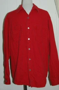 Vintage Mens Levi's Jeans Cotton Red Metal Rivet Button Long Sleeve Shirt Medium - Picture 1 of 5