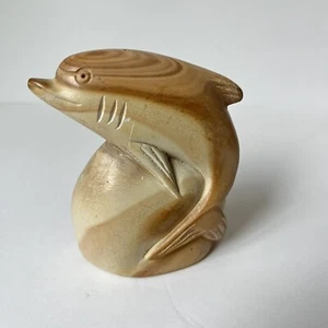 Marmor Figur DOLPHIN Wal Briefbeschwerer Skulptur Schnitzerei Natur - Bild 1 von 4
