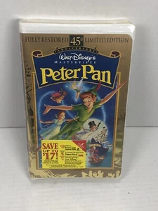 Peter Pan VHS 1998 45th Anniversary Ltd Edition Disney Masterpiece New Sealed - Picture 1 of 5