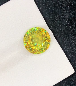 Natural Apple Green Sphene Gemstone, Round Cut Jewelry Size Gemstone. 2.95 CTS - Picture 1 of 13