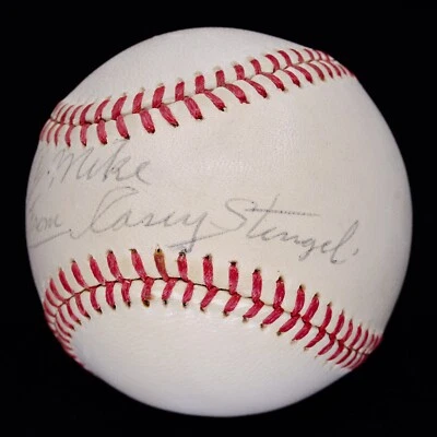 Beautiful Casey Stengel Single Signed ONL Baseball D, 1975 Yankees JSA LOA - Image 1 of 4