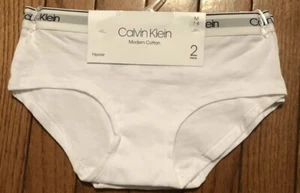Calvin Klein girls 2 pack cotton hipster panties size M 7/8 white - Picture 1 of 6