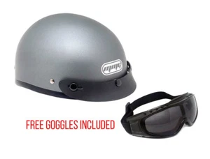 Shorty MMG Helmet. Model Beanie. Color: Matte Grey. *DOT APPROVED* *FREE GOGG... - Picture 1 of 4