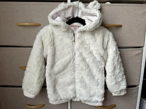 Juicy Couture Girl white faux fur zip hooded jacket 4T Bunny - Picture 1 of 8
