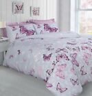 Butterfly Glaze Grey Lilac Floral Blossom Duvet Cover Bedding and Pillowcase Set