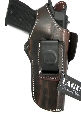 TAGUA BROWN LEATHER 4 in 1 Right Hand THUMB BREAK HOLSTER for 1911 5" COLT etc. - Image 1 of 4