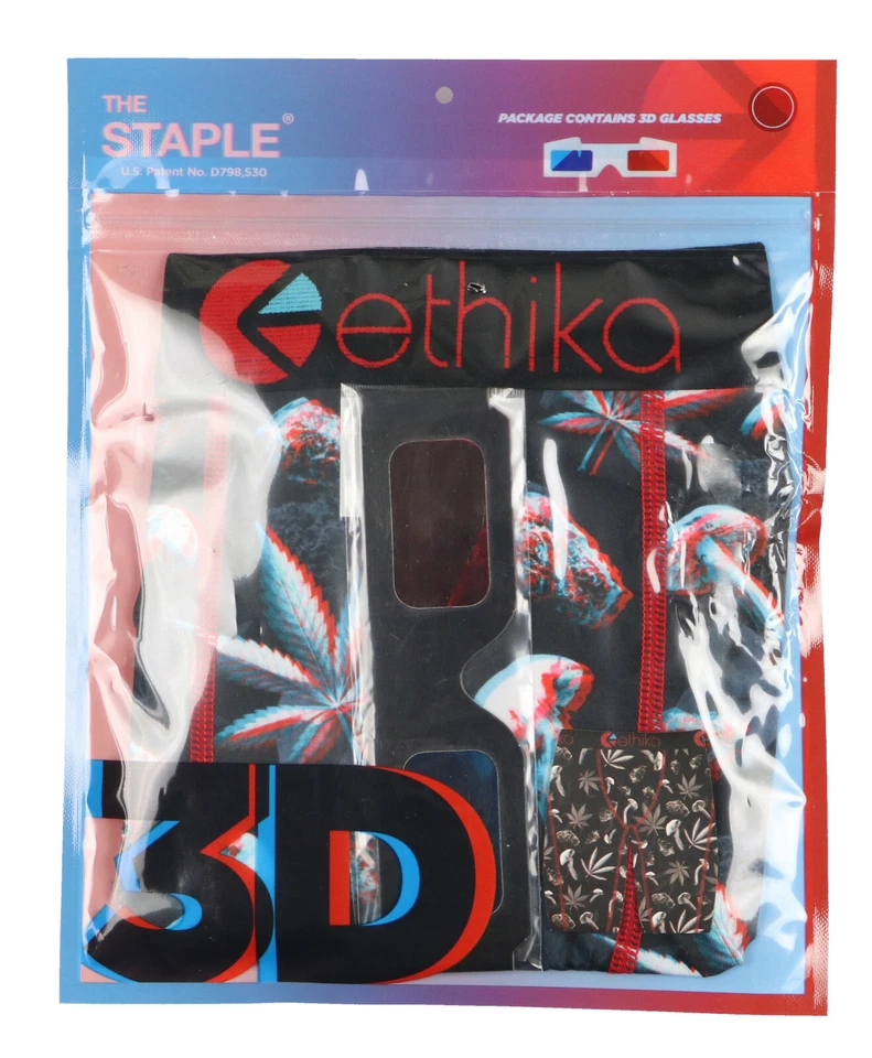ETHIKA The Staple Trippin 3D Boxer Calzoncillo Ropa Interior Talla L Grande Negro Setas 420 Foto 1 de 4