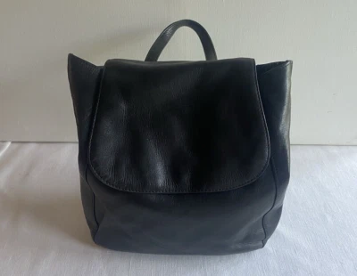 Tano Wms Black Soft Glove Leather Backpack Purse Handbag Shoulder Straps Flap - Image 1 of 4