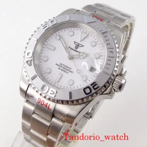 Reloj automático para hombre Tandorio 40 mm esfera blanca cristal zafiro fecha luminoso NH35A - Imagen 1 de 16